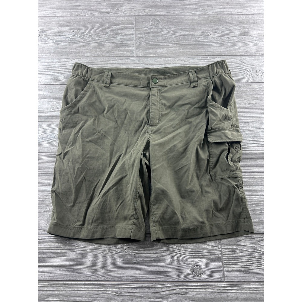 Duluth Trading Co Dry on the Fly Cargo Shorts Olive Green Womens 18 Hiking